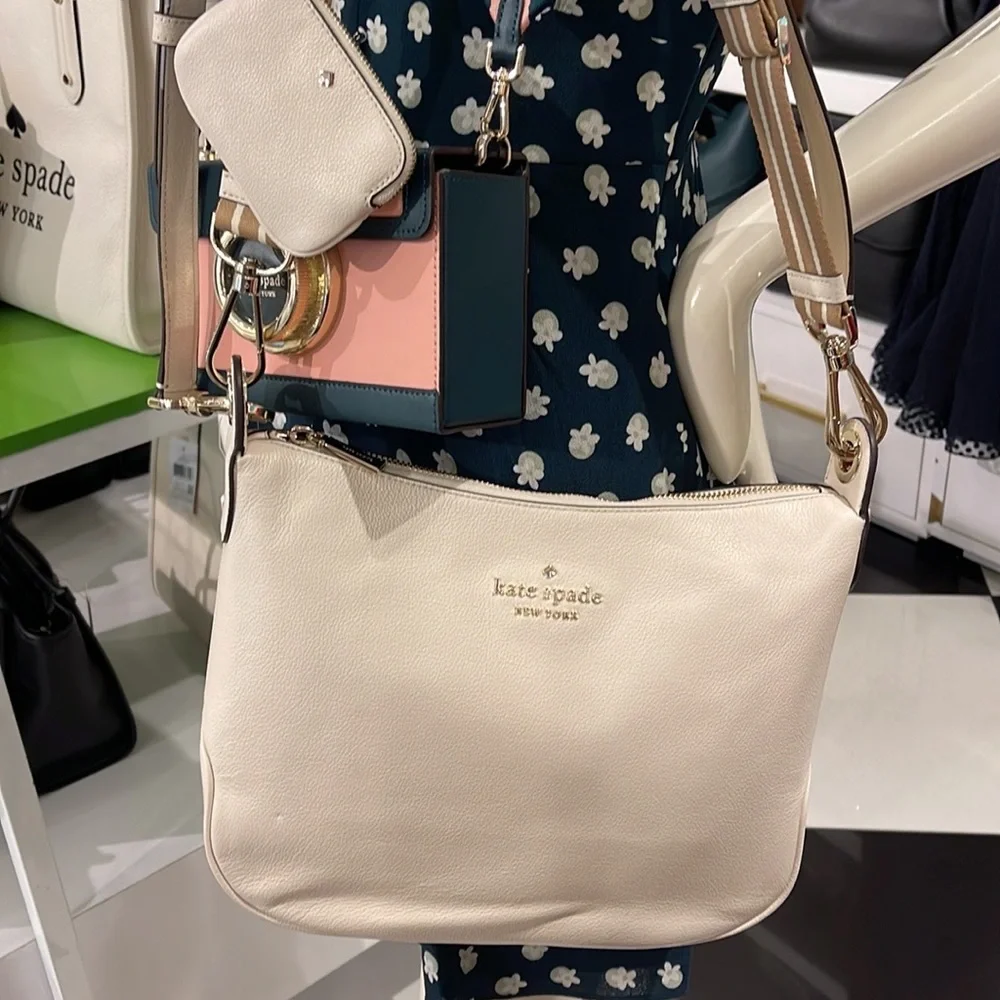 New Kate Spade Rosie Large Crossbody Pebbled Leather Parchment - Picture 4 of 16